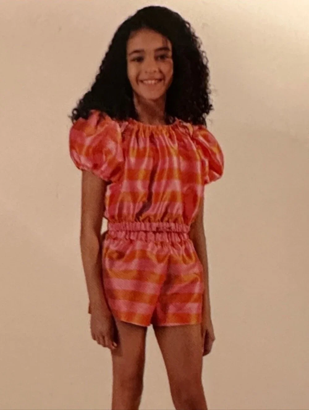 Habitual Girls Two-Piece Stripe Top & Shorts Set in Pink and Orange Size 10